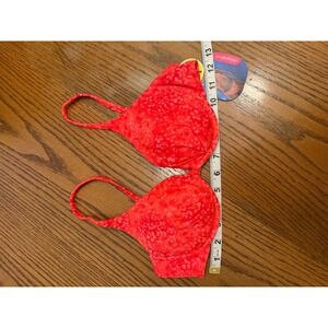 Y2k Xhilaration Orange Floral Underwire Bikini Top Size M Molded Cup Swimwear